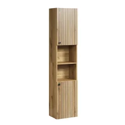 Colonne De Salle De Bains|Calicosy Colonne de salle de bain rainurée 2 portes, 2 niches H186 cm - PUREBLISS