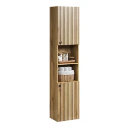 Colonne De Salle De Bains|Calicosy Colonne de salle de bain rainurée 2 portes, 2 niches H186 cm - PUREBLISS