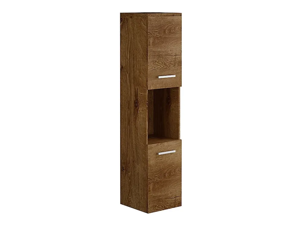 Colonne De Salle De Bains|Vente-unique Colonne de salle de bain suspendue effet bois avec niche de rangement - L30 x P30 x H133 cm - MIELA II