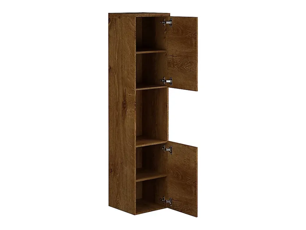 Colonne De Salle De Bains|Vente-unique Colonne de salle de bain suspendue effet bois avec niche de rangement - L30 x P30 x H133 cm - MIELA II