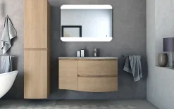 Colonne de salle de bain aspect bois naturel Vague 40 cm