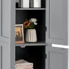 Colonne De Salle De Bains|Giantex Colonne de Salle de Bain avec 2 Portes 5 étagères Dispositif Anti basculement Armoire Haute de Toilette Gris