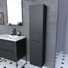 Aurlane Colonne de salle de bain noir 30x35x150 cm avec 2 portes et poignées noir mat - STRUCTURA F050