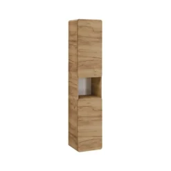 Colonne De Salle De Bains|Meublorama Colonne de salle de bain suspendue ERBANO 2 portes H170 cm Coloris chene clair