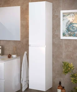 T-Bath Colonne de salle de bain NELI 2 portes 140x30x27 cm blanc