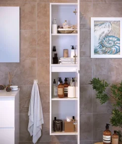 T-Bath Colonne de salle de bain NELI 2 portes 140x30x27 cm blanc