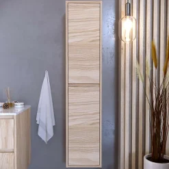 T-Bath Colonne de salle de bain DINEY 2 portes 140x30x25 cm orme