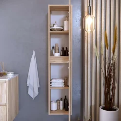T-Bath Colonne de salle de bain DINEY 2 portes 140x30x25 cm orme