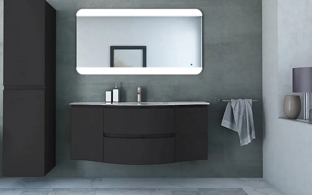 Colonne De Salle De Bains| Colonne de salle de bain graphite mat Vague 40 cm