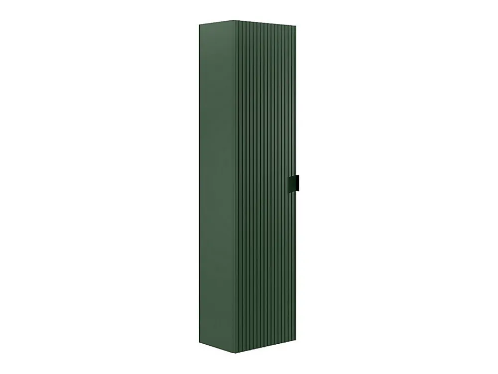 Colonne De Salle De Bains|Vente-unique Colonne de salle de bain suspendue striée - Vert mat - H140 cm - ZEVINI