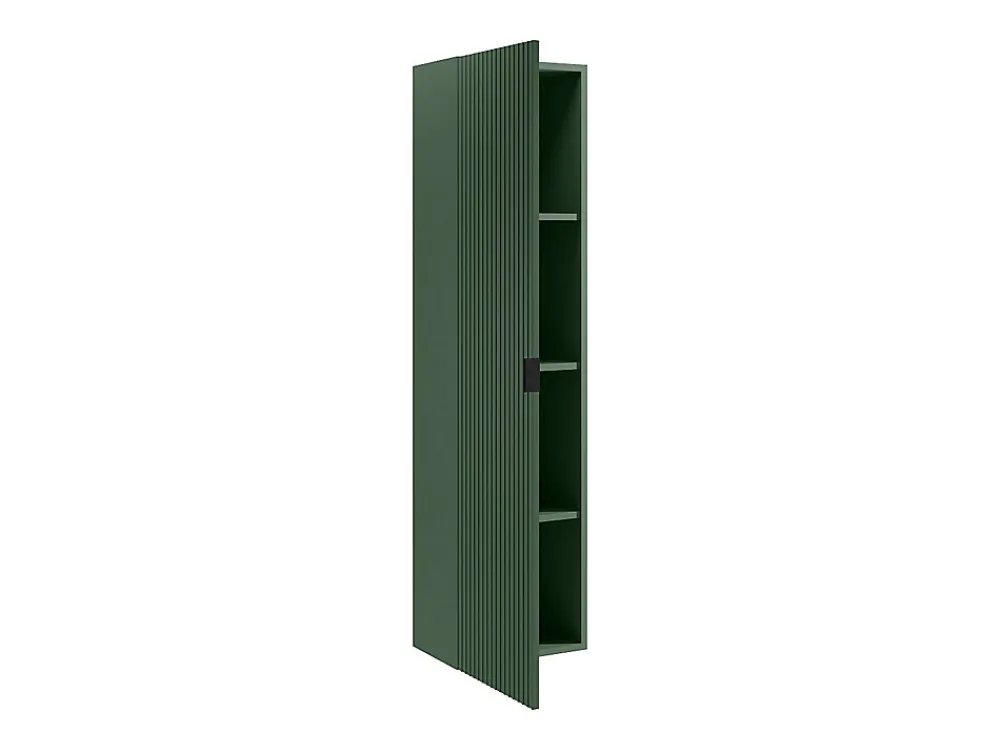 Colonne De Salle De Bains|Vente-unique Colonne de salle de bain suspendue striée - Vert mat - H140 cm - ZEVINI