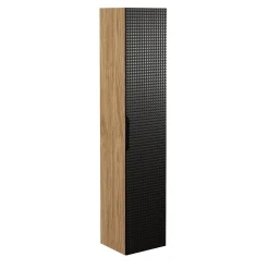 Colonne De Salle De Bains|Meublorama Colonne de salle de bain VELNIA 1 porte H170 cm Coloris chene clair et noir Meuble suspendu
