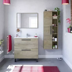 Vs Venta-Stock Colonne de salle de bain Alise 1 porte et 5 trous, couleur ciel d'Alaska