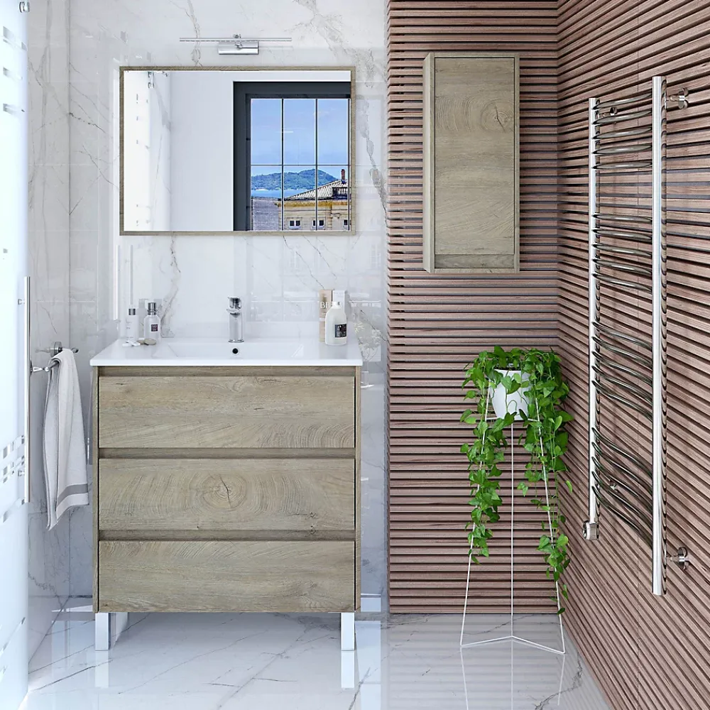 Meuble De Salle De Bains Faible Profondeur|Colonne De Salle De Bains|Vs Venta-Stock Colonne de salle de bain Devin 1 porte, couleur Nordik