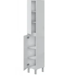 Pegane Colonne de salle de bain avec 2 portes sans poignée coloris blanc - Longueur 30 x Profondeur 35 x Hauteur 182 cm