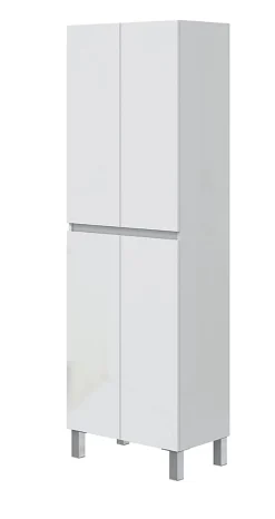 Colonne De Salle De Bains|Pegane Colonne de salle de bain avec 4 portes sans poignée coloris blanc - Longueur 60 x Profondeur 35 x Hauteur 182 cm