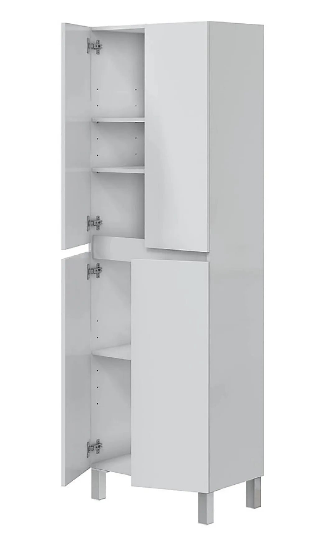 Colonne De Salle De Bains|Pegane Colonne de salle de bain avec 4 portes sans poignée coloris blanc - Longueur 60 x Profondeur 35 x Hauteur 182 cm