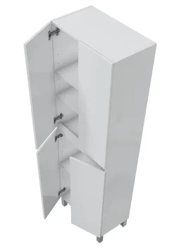 Colonne De Salle De Bains|Pegane Colonne de salle de bain avec 4 portes sans poignée coloris blanc - Longueur 60 x Profondeur 35 x Hauteur 182 cm