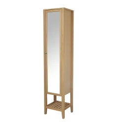 GoodHome Colonne de salle de bains à poser avec miroir placage chêne l.40,2 x H.185 x P.36,1 cm, Perma