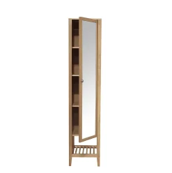 GoodHome Colonne de salle de bains à poser avec miroir placage chêne l.40,2 x H.185 x P.36,1 cm, Perma