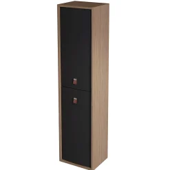 Decotec Colonne de salle de bains suspendue noir mat l.39 x H.160 x P.31 cm, 2 portes ouverture à gauche, Havana
