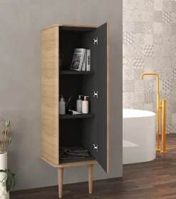Baden Colonne de salle de bains avec pieds 1 porte H.123 cm, effet chêne tabac, IDRA