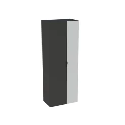 Colonne de salle de bains suspendue 2 portes noir mat et miroir l.60 cm x H.160 x P.35 cm, Pamili