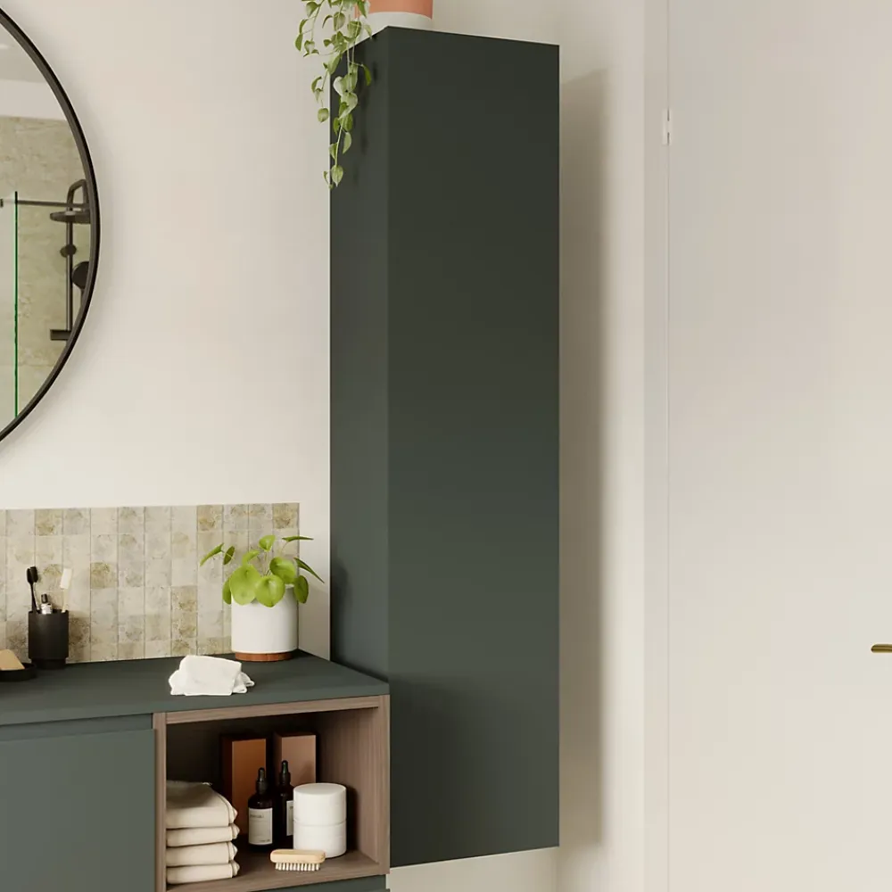 Colonne De Salle De Bains|GoodHome Colonne de salle de bains l.35 x H.150 x P.30 cm vert forêt Kentia