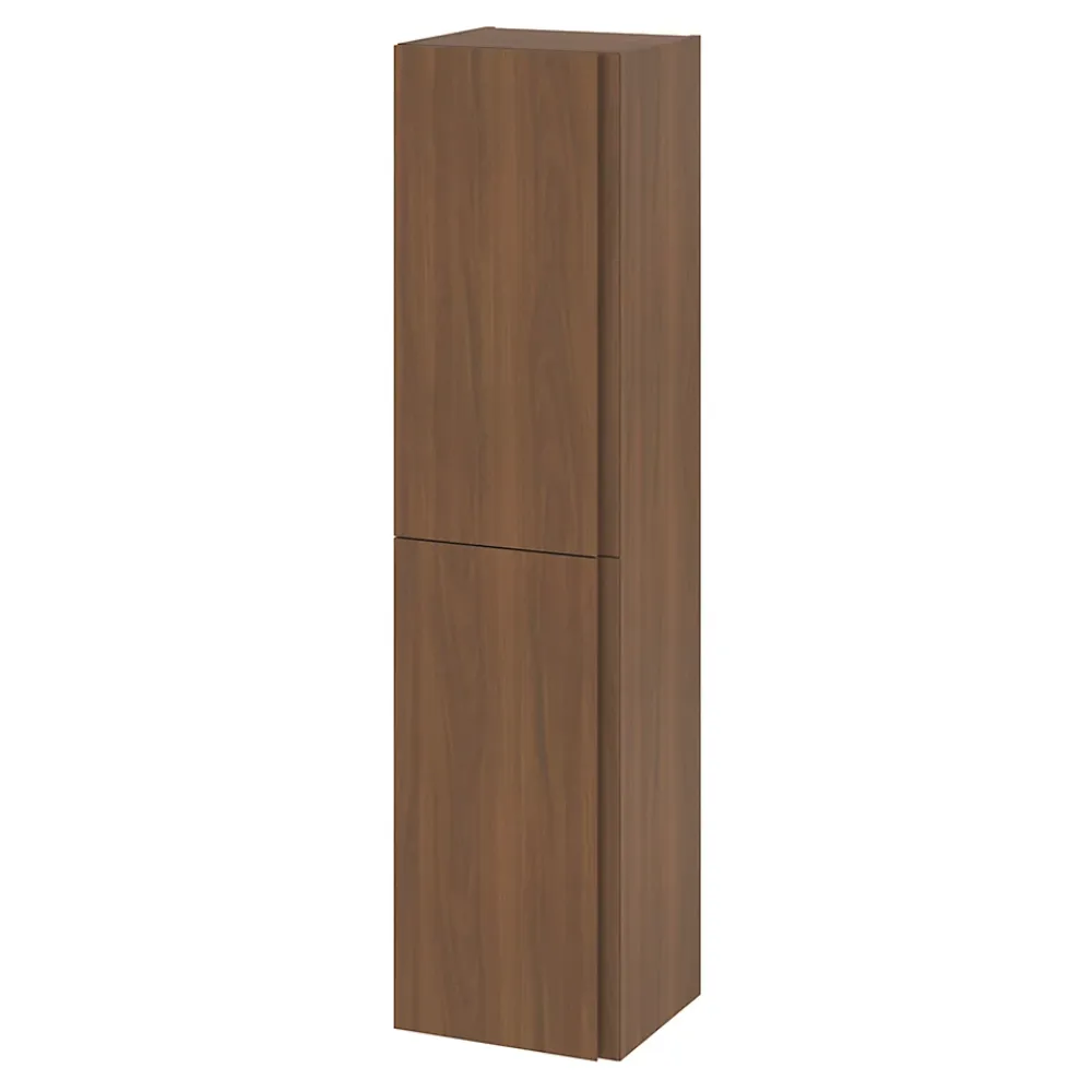 Colonne De Salle De Bains|GoodHome Colonne de salle de bains effet noyer 2 portes l.40 x H.160 x P.36 cm Levanna