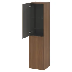 Colonne De Salle De Bains|GoodHome Colonne de salle de bains effet noyer 2 portes l.40 x H.160 x P.36 cm Levanna