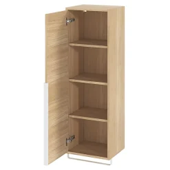 Colonne De Salle De Bains|Meuble De Salle De Bains Faible Profondeur|GoodHome Colonne de salle de bains suspendue avec porte-serviettes effet bois l.36 x H.115 x P.30 cm, Maza