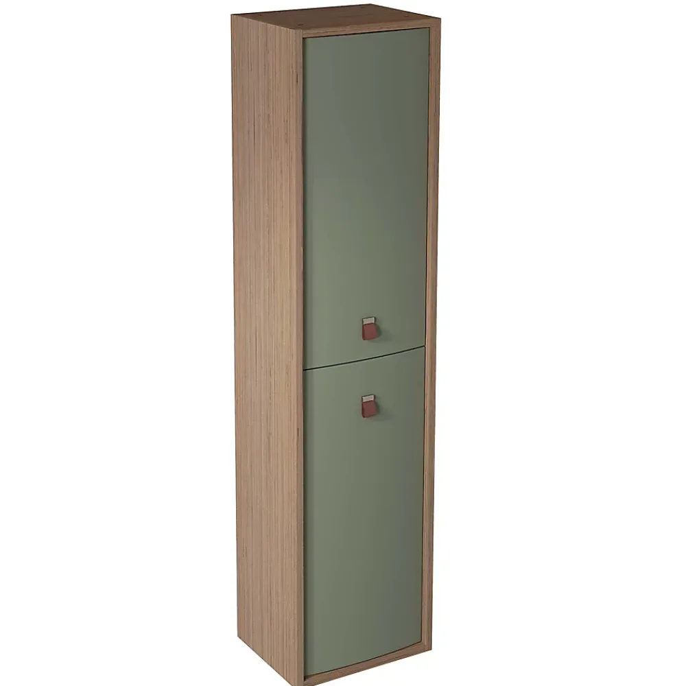 Colonne De Salle De Bains|Decotec Colonne de salle de bains suspendue vert fougère mat l.39 x H.160 x P.31 cm, 2 portes ouverture à droite, Havana