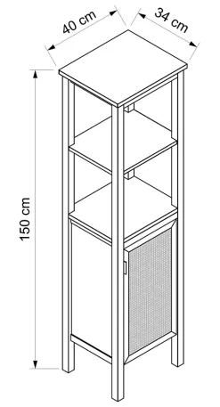 Colonne de salle de bains à poser l.40 x H.150 x P.34 cm, placage chêne et cannage, Thiam