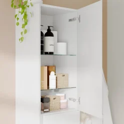 Colonne De Salle De Bains|GoodHome Colonne de salle de bains blanc mat 2 portes l.40 x H.160 x P.36 cm Levanna