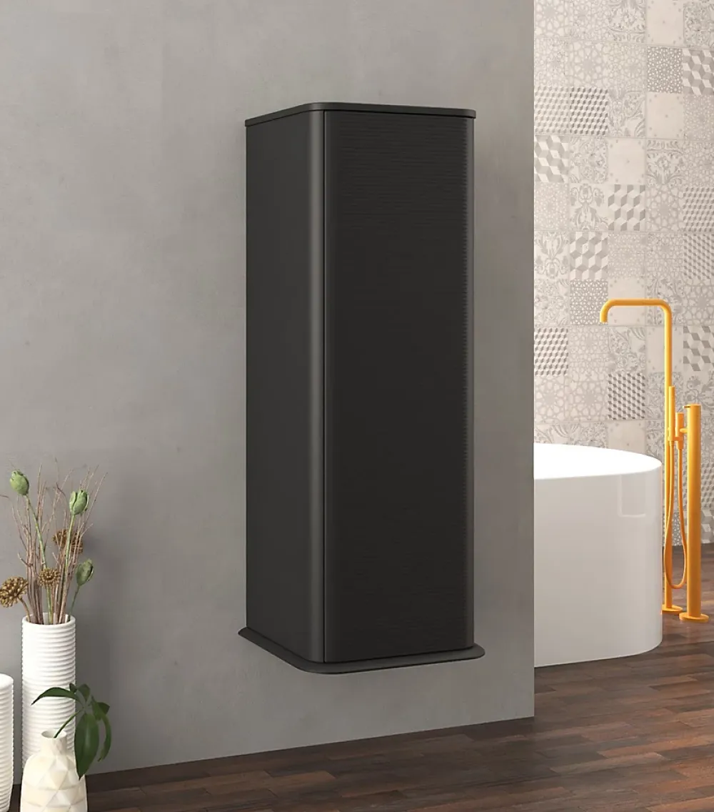 Baden Colonne de salle de bains à suspendre 1 porte H.123 cm, noir mat, IDRA