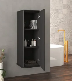Baden Colonne de salle de bains à suspendre 1 porte H.123 cm, noir mat, IDRA