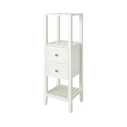 Colonne De Salle De Bains|GoodHome Colonne de salle de bains à poser 2 tiroirs et 2 niches blanc mat L.40 x H.120 x P.36 cm, Perma
