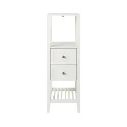 Colonne De Salle De Bains|GoodHome Colonne de salle de bains à poser 2 tiroirs et 2 niches blanc mat L.40 x H.120 x P.36 cm, Perma