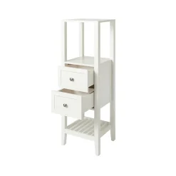 Colonne De Salle De Bains|GoodHome Colonne de salle de bains à poser 2 tiroirs et 2 niches blanc mat L.40 x H.120 x P.36 cm, Perma