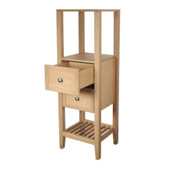 Colonne De Salle De Bains|GoodHome Colonne de salle de bains à poser 2 tiroirs et 2 niches placage chêne l.40,2 x H.120,6 x P.36,2 cm, Perma