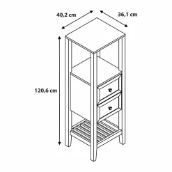 Colonne De Salle De Bains|GoodHome Colonne de salle de bains à poser 2 tiroirs et 2 niches placage chêne l.40,2 x H.120,6 x P.36,2 cm, Perma