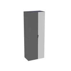 Colonne de salle de bains suspendue 2 portes gris anthracite brillant et miroir l.60 cm x H.160 x P.35 cm, Pamili