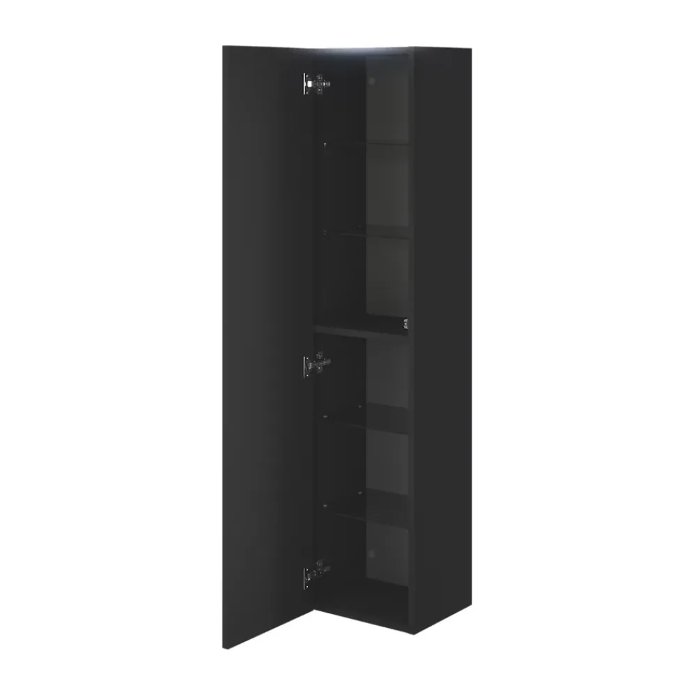 Colonne De Salle De Bains|GoodHome Colonne de salle de bains l.35 x H.150 x P.30 cm noir mat Kentia
