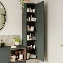 Colonne De Salle De Bains|GoodHome Colonne de salle de bains l.35 x H.150 x P.30 cm noir mat Kentia