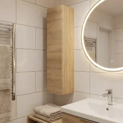 GoodHome Colonne de salle de bains suspendue faible largeur effet chêne l.20 x H.90 x P.36 cm, Imandra
