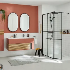 Decotec Colonne de salle de bains à suspendre ouverture droite Archi terracotta mat H. 160 x L. 35 cm