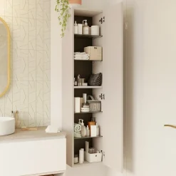 Colonne De Salle De Bains|GoodHome Colonne de salle de bains l.35 x H.150 x P.30 cm beige cachemire Kentia