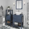 Colonne De Salle De Bains|GoodHome Colonne de salle de bains à poser 2 tiroirs et 2 niches bleu mat L.40 x H.120 x P.36 cm, Perma