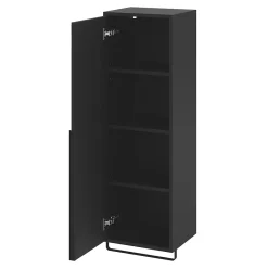 Colonne De Salle De Bains|Meuble De Salle De Bains Faible Profondeur|GoodHome Colonne de salle de bains suspendue avec porte-serviettes noir mat l.36 x H.115 x P.30 cm, Maza