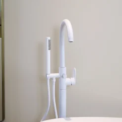 Essebagno Colonne de sol mécanique blanc mat pour baignoire ilot Charme II